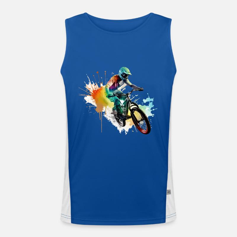 BMX Bicycle Biker Stunt Trick Freestyle Splash Men's Functional Contrast Tank Top 