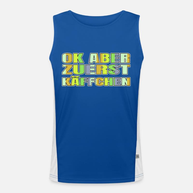 Caffeine Coffee Bean Working Quote Coffee Pot Men's Functional Contrast Tank Top 