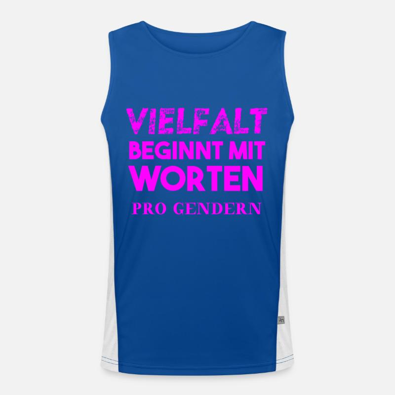Vielfalt beginnt mit Worten Geschenk pro gendern Funktionelles Kontrast-Tank Top für Männer 