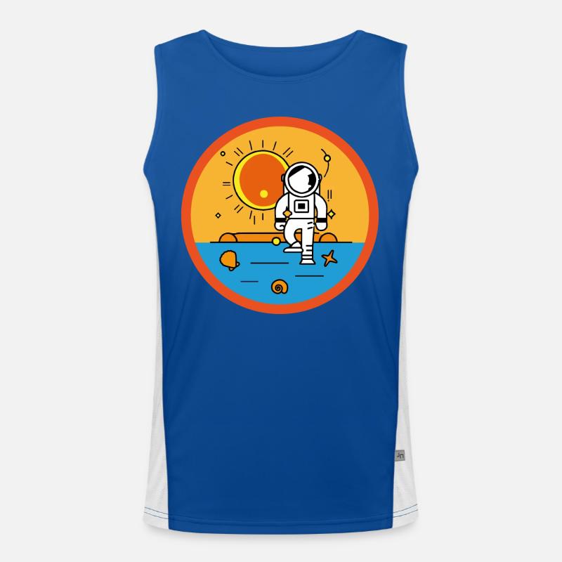 Astronaut am Strand in der Sonne Funktionelles Kontrast-Tank Top für Männer 