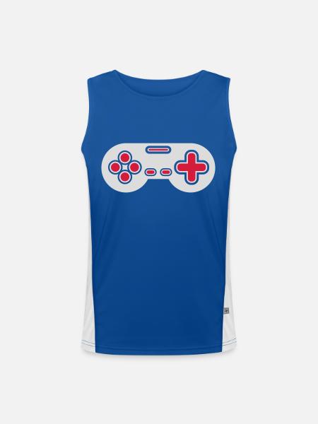 Design Retro Gamer Controller - Funktionelles Kontrast-Tank Top für Männer  - Royal/Weiß - Vorne