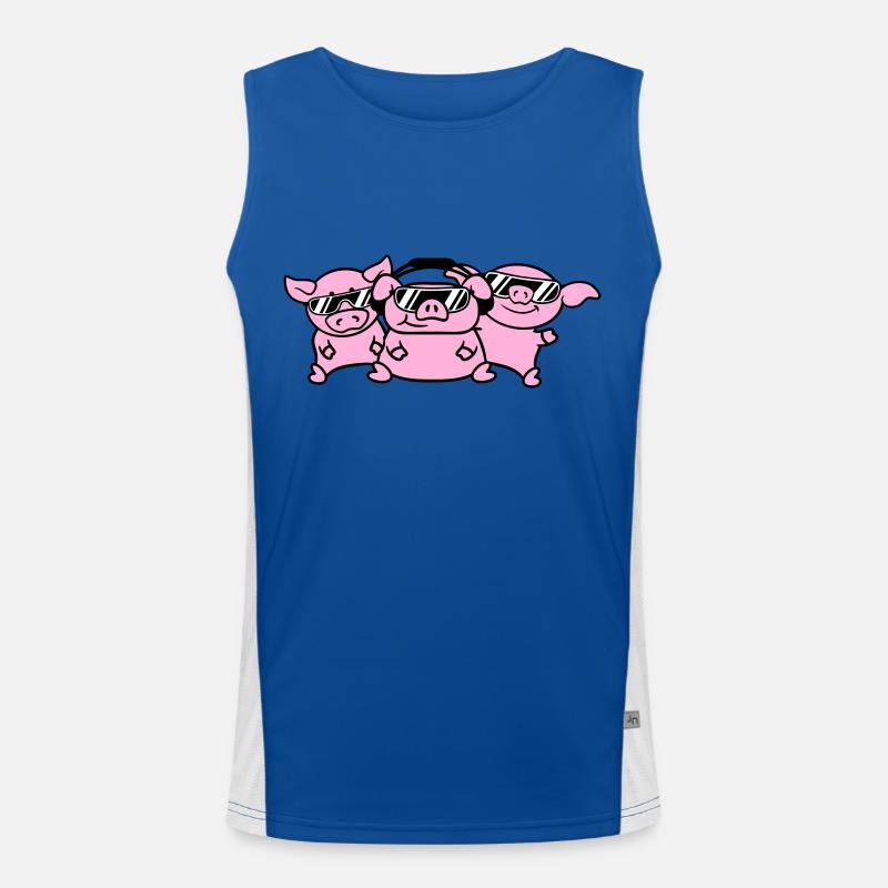3 DJ Party Pigs Team Three Friends Party Crew Men's Functional Contrast Tank Top 