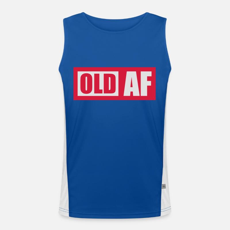 old AF Text Logo - Men's Functional Contrast Tank Top - royal/white