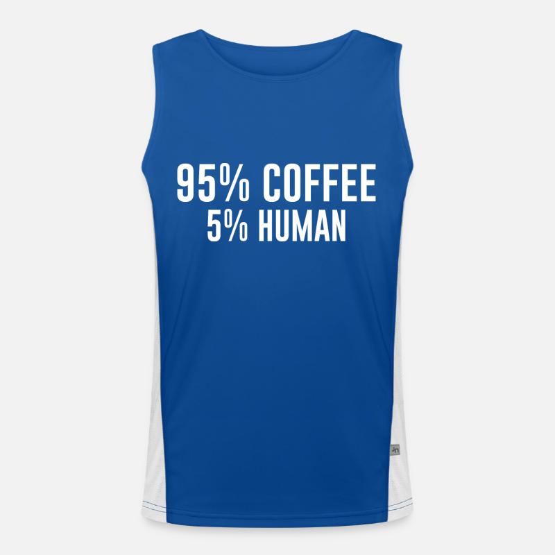 Kaffee Bürohumor 95% Coffee 5% Human Spruch Funktionelles Kontrast-Tank Top für Männer 