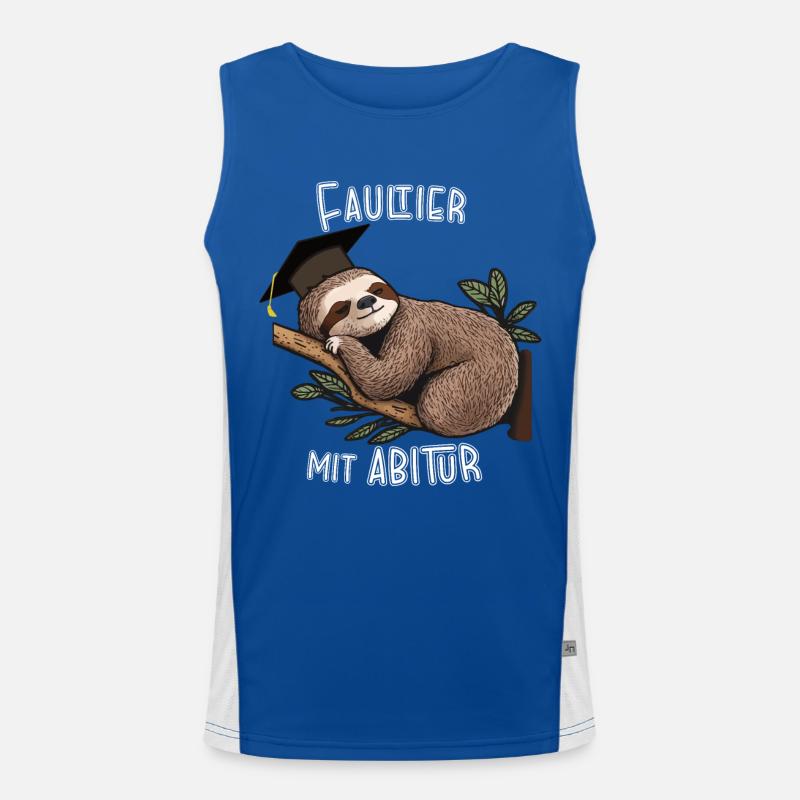 Sloth with high school diploma - Men's Functional Contrast Tank Top - royal/white