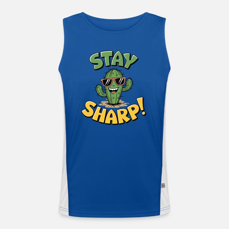 Stay Sharp Cactus - Men's Functional Contrast Tank Top  - royal/white