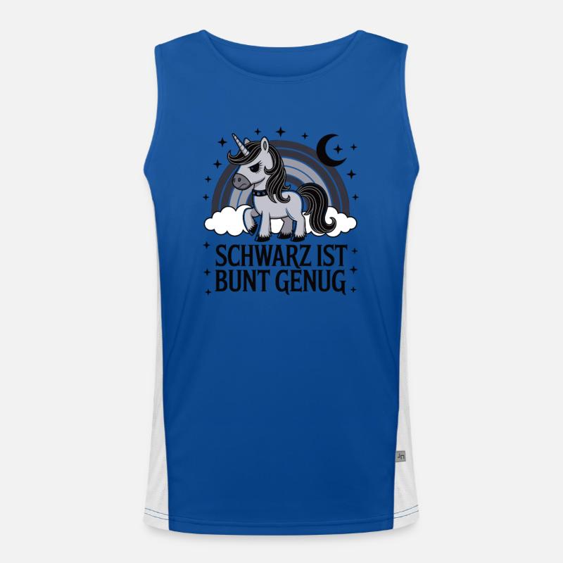 Schwarz ist bunt genug – Einhorn Funktionelles Kontrast-Tank Top für Männer 