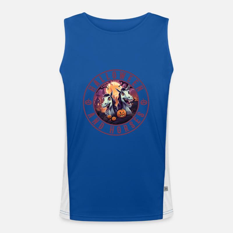 Halloween und Pferde Funktionelles Kontrast-Tank Top für Männer 
