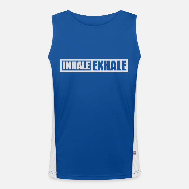 inhale exhale yoga Zitat Funktionelles Kontrast-Tank Top für Männer 