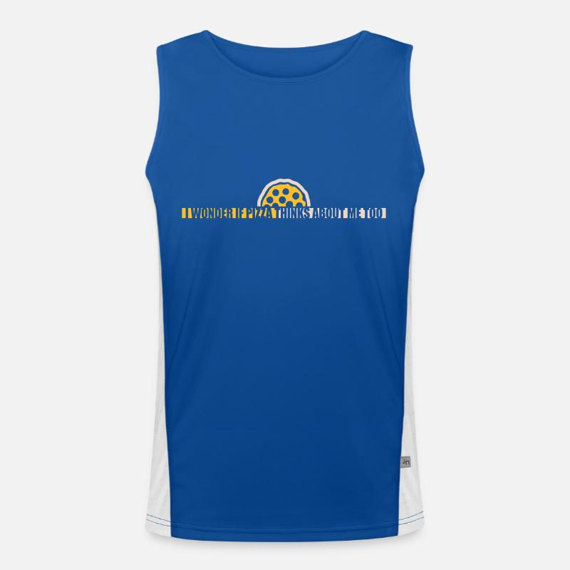 pizza thinks about me Men's Functional Contrast Tank Top 