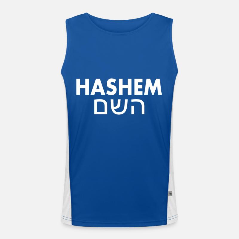 Hashem השם - Men's Functional Contrast Tank Top  - royal/white