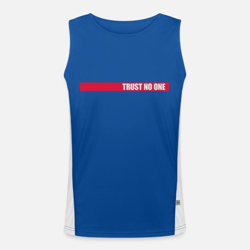 trust no one Zitat Funktionelles Kontrast-Tank Top für Männer 