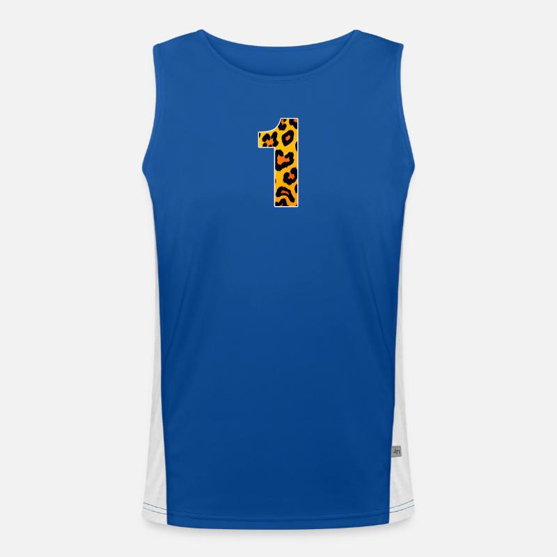 Leopard print yellow-orange - Men's Functional Contrast Tank Top - royal/white
