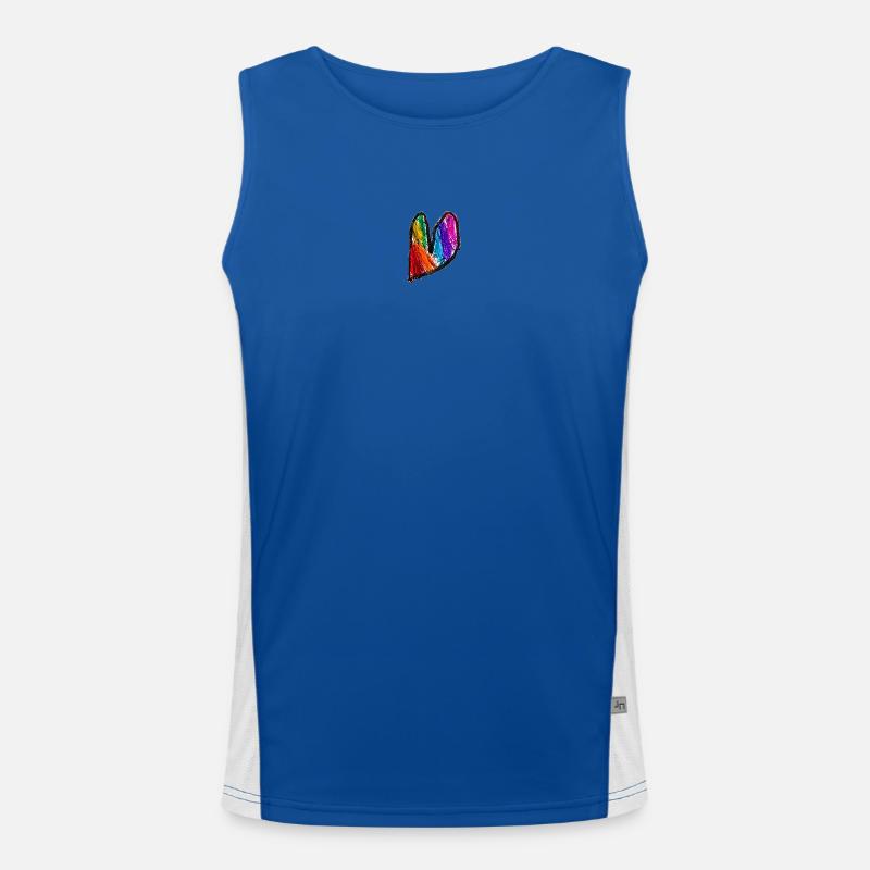Rainbow Heart Doodle Art - Men's Functional Contrast Tank Top  - royal/white