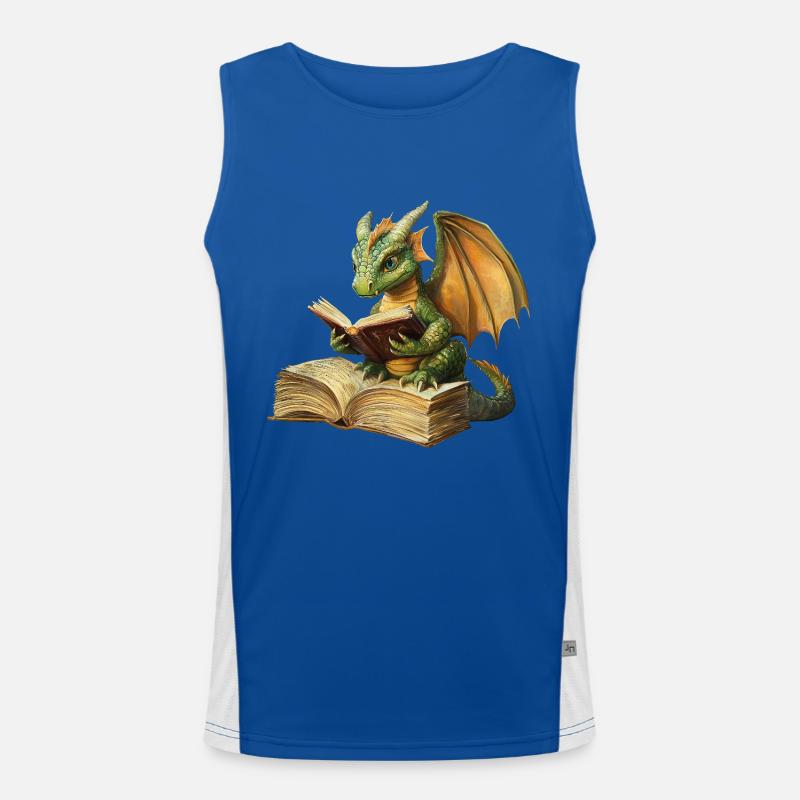 Drache liest Buch Funktionelles Kontrast-Tank Top für Männer 