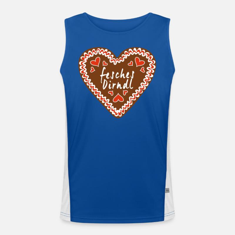 Fesches Dirndl Lebkuchenherz Funktionelles Kontrast-Tank Top für Männer 