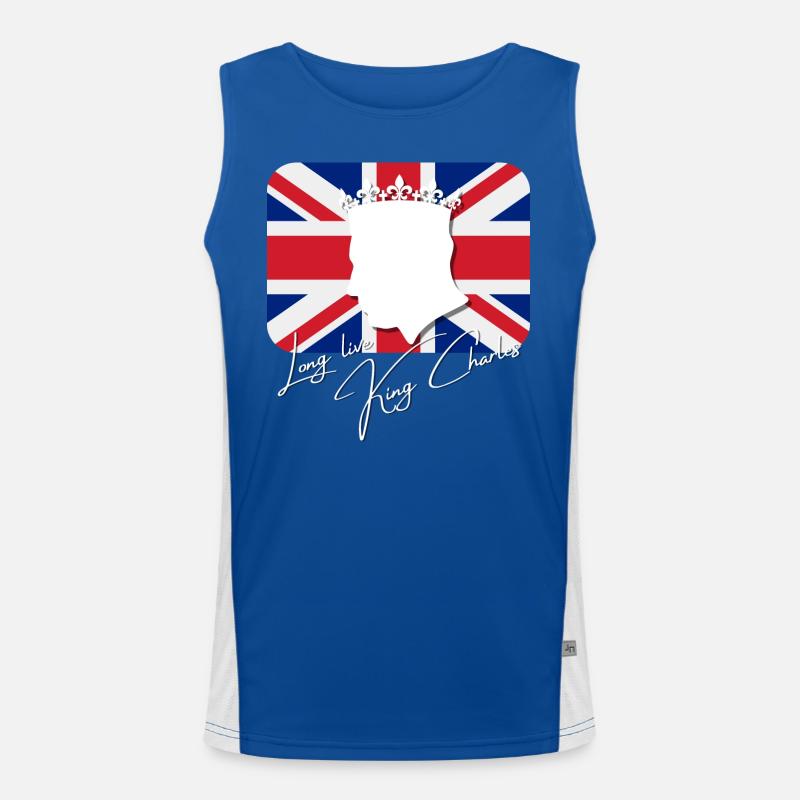 British King Coronation Charles England Flag Men's Functional Contrast Tank Top 