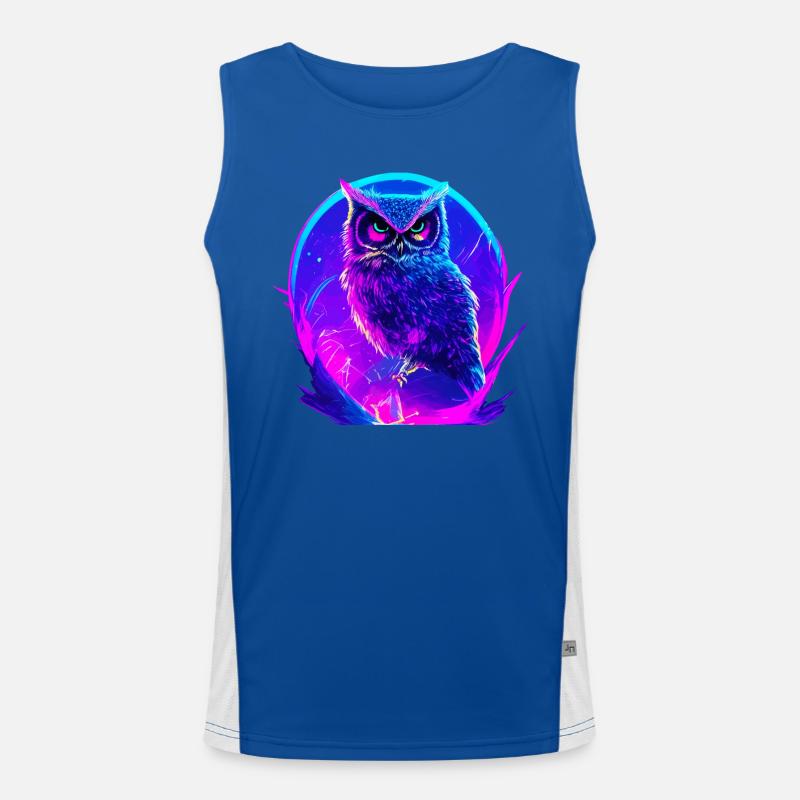 Leuchtende Eule Vogel Neon Kunstwerk Funktionelles Kontrast-Tank Top für Männer 