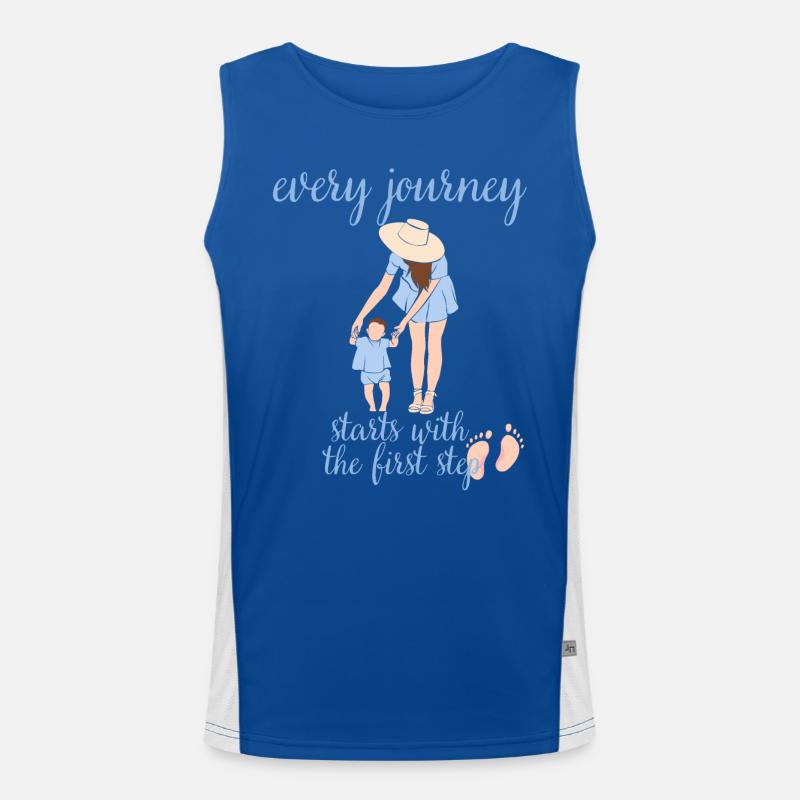 Jede Reise beginnt mit dem ersten Schritt: Mutter Funktionelles Kontrast-Tank Top für Männer 