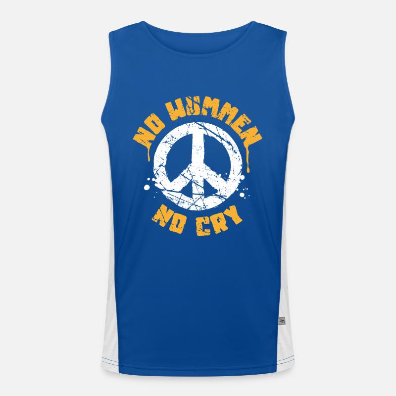 No Wummen No Cry - Peace Symbol Funktionelles Kontrast-Tank Top für Männer 