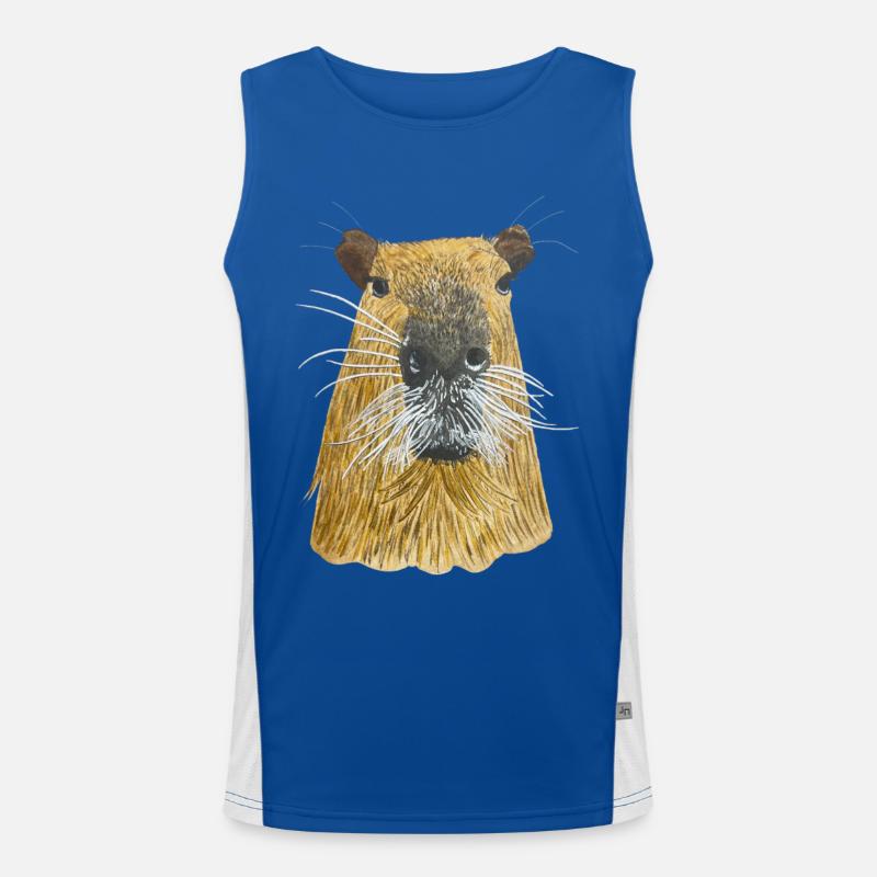 cute capybara capybara capibara guinea pig Men's Functional Contrast Tank Top 