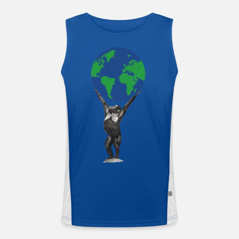 Affe Erde Weltkugel Ape Love Schimpanse Funktionelles Kontrast-Tank Top für Männer 