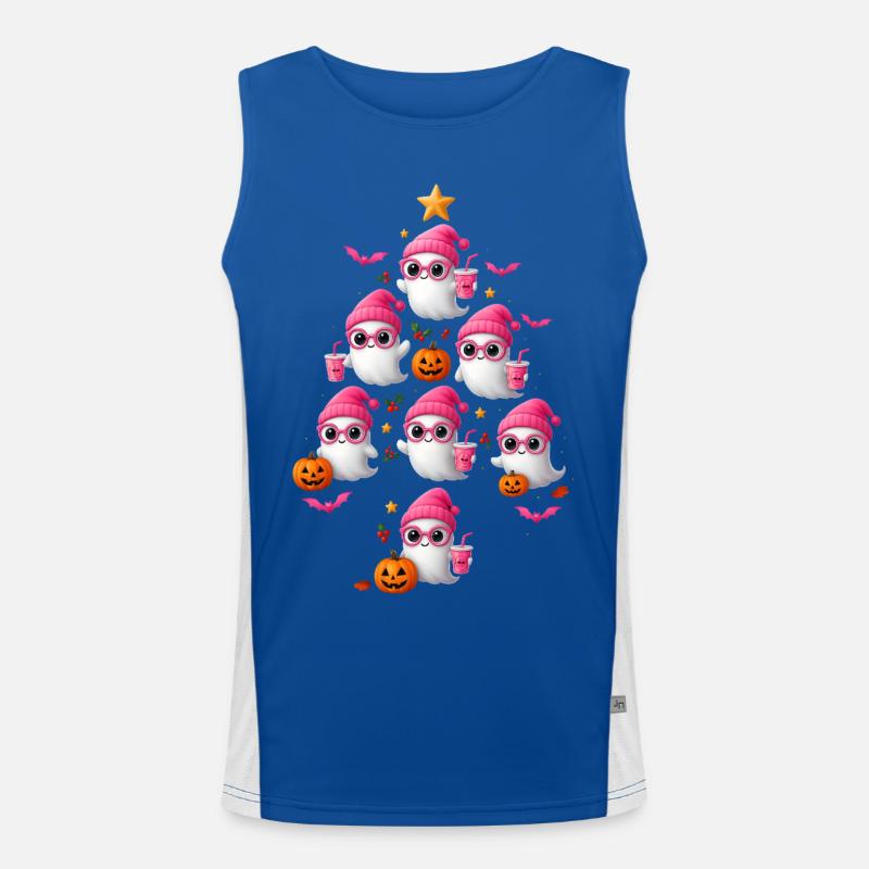 Cute Pink Ghost Christmas Tree Design Funktionelles Kontrast-Tank Top für Männer 