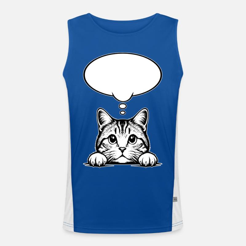 Scottish Straigh Cat Speech Bubble - Men's Functional Contrast Tank Top  - royal/white