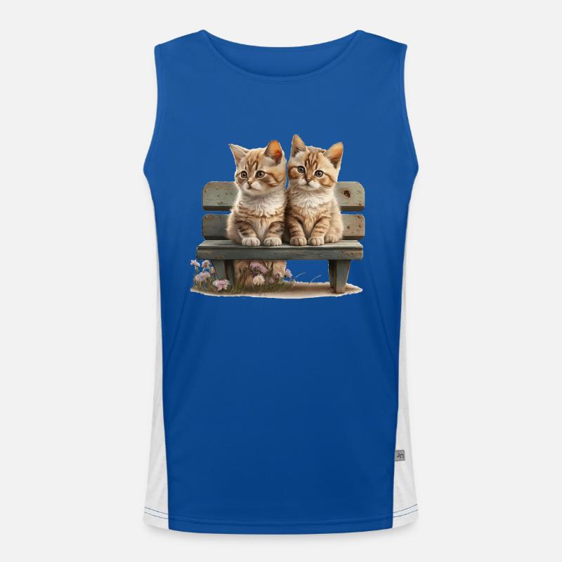 2 cats on bench gift Men's Functional Contrast Tank Top 