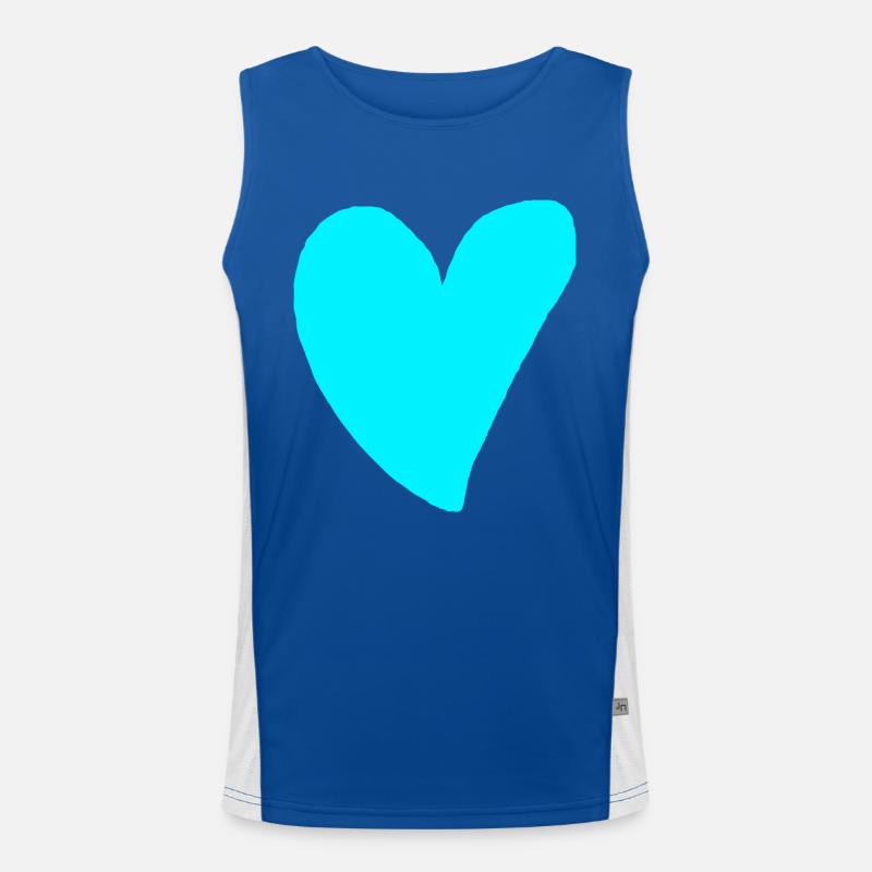 Heart turquoise cyan gift idea green blue Men's Functional Contrast Tank Top 