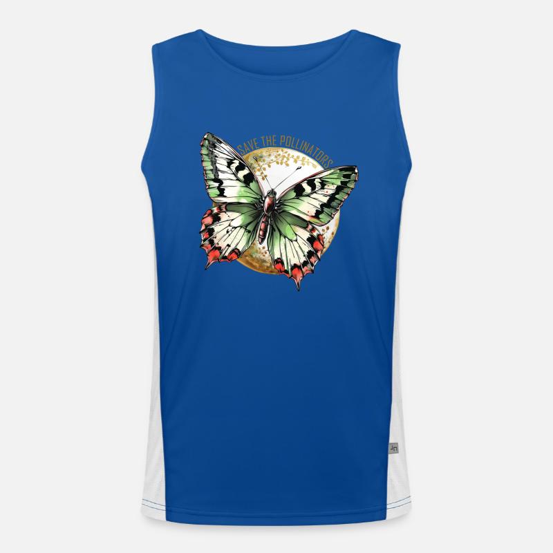 Save the Pollinators - Green Butterfly Men's Functional Contrast Tank Top 