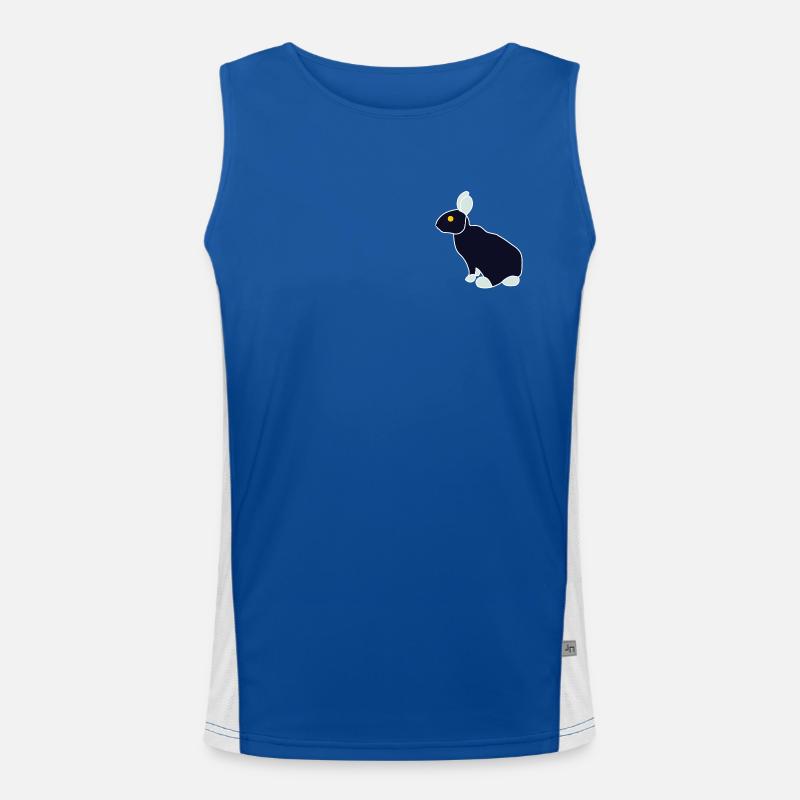 Minimalistischer Blue Black Rabbit Funktionelles Kontrast-Tank Top für Männer 