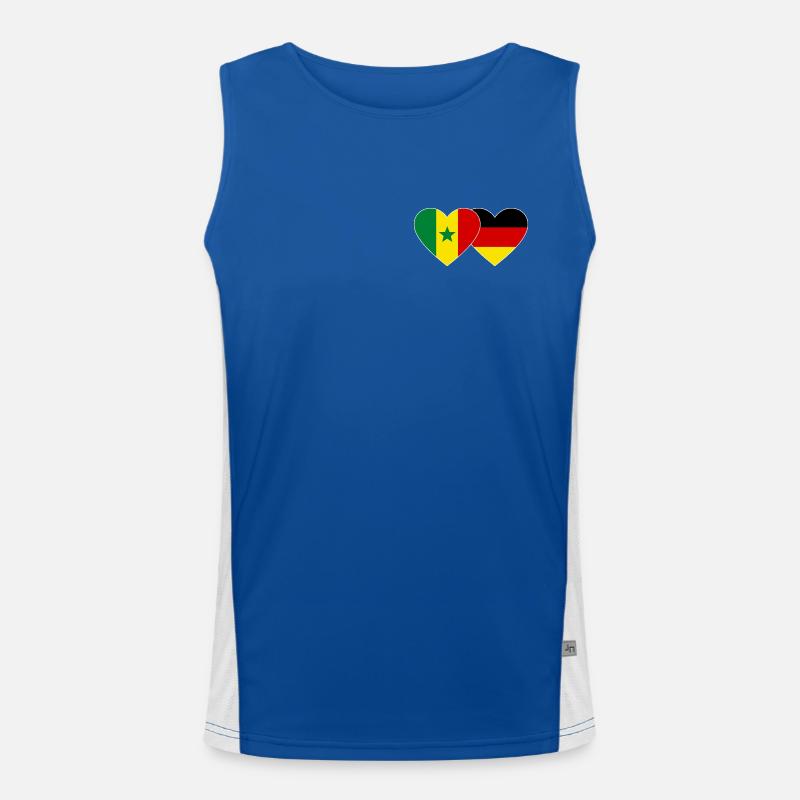 Senegal Germany Flag Hands Heart Shape Men's Functional Contrast Tank Top 