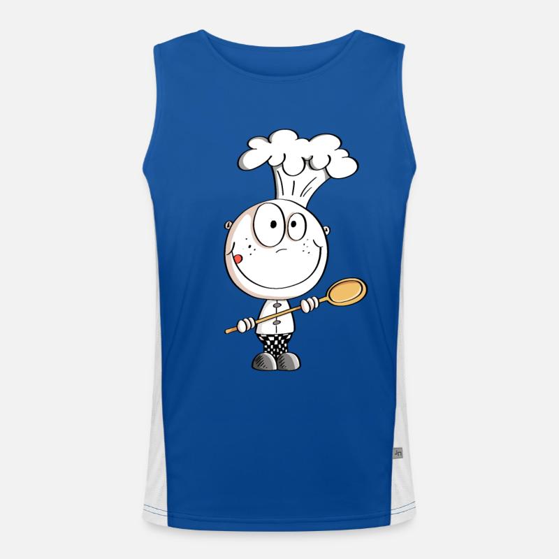 Chef stick figure cartoon Men's Functional Contrast Tank Top 