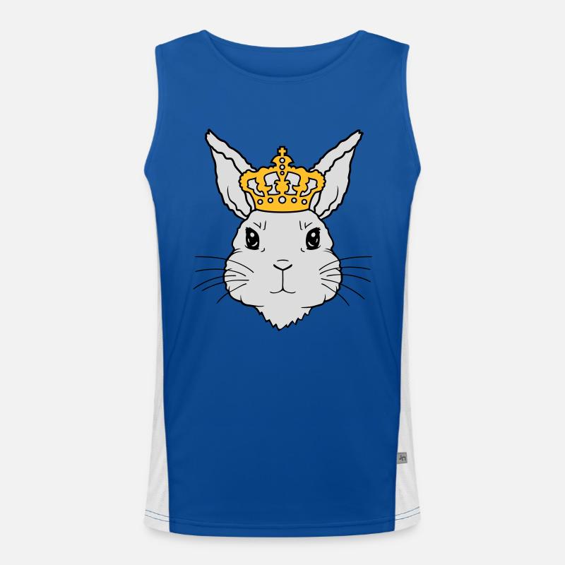 King Rabbit Crown Face - Men's Functional Contrast Tank Top  - royal/white