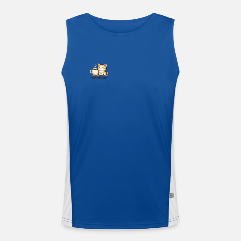 Kaffee-Kätzchen Illustration Funktionelles Kontrast-Tank Top für Männer 