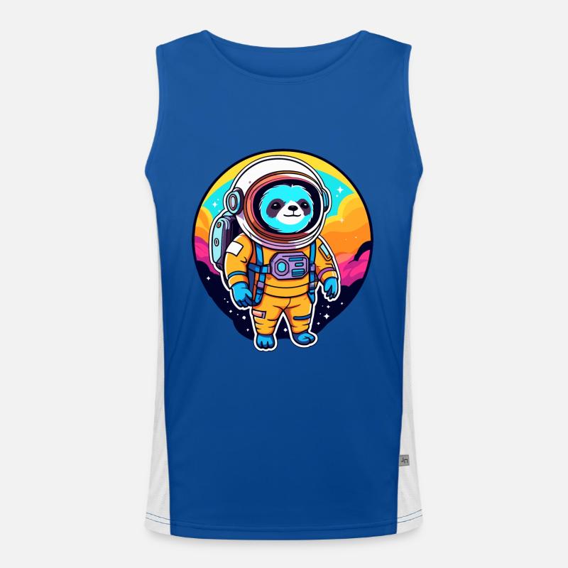 Sloth Astronaut Illustration Men's Functional Contrast Tank Top 