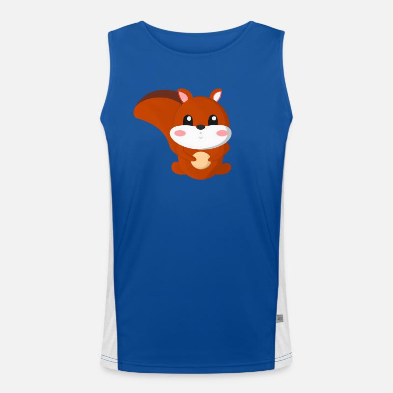 cute squirrel with a nut and Men's Functional Contrast Tank Top 