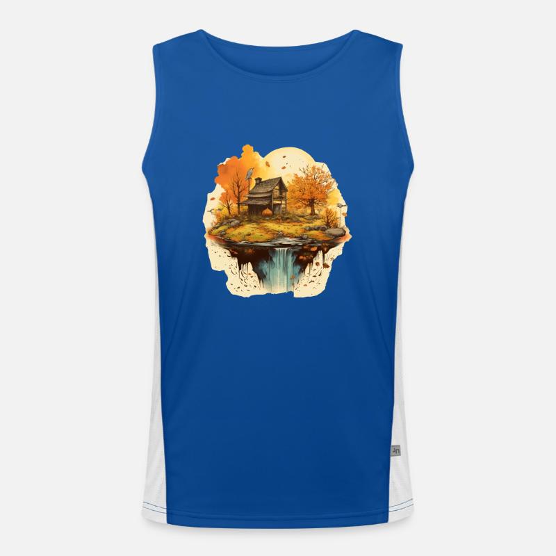 Herbstliche Landschaft Funktionelles Kontrast-Tank Top für Männer 