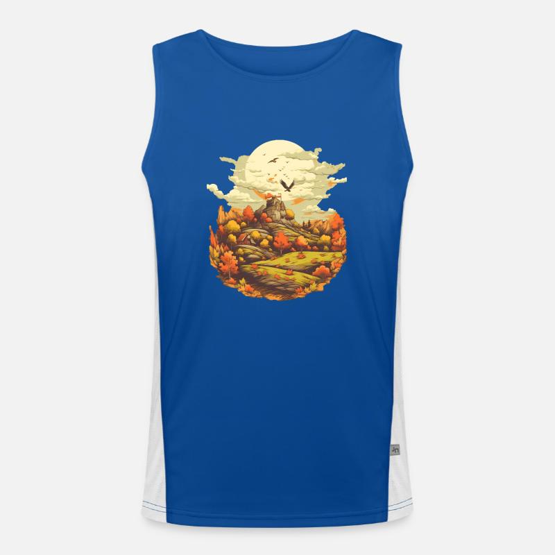 Herbstliche Landschaft Funktionelles Kontrast-Tank Top für Männer 