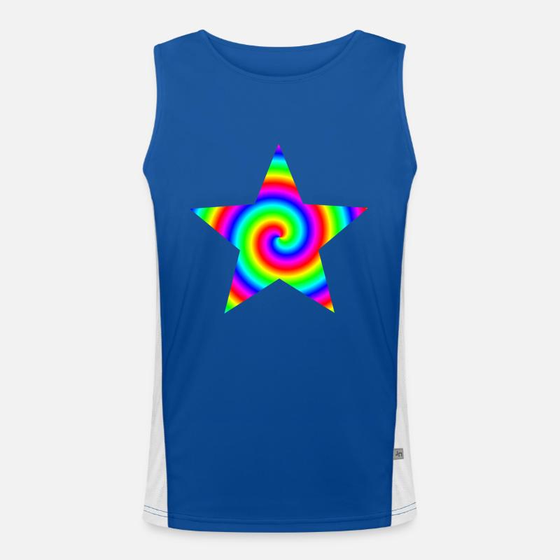 Stern Regenbogen Spirale Geschenkidee bunt Funktionelles Kontrast-Tank Top für Männer 