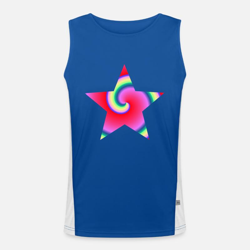 Star colorful gift idea spiral pattern Men's Functional Contrast Tank Top 