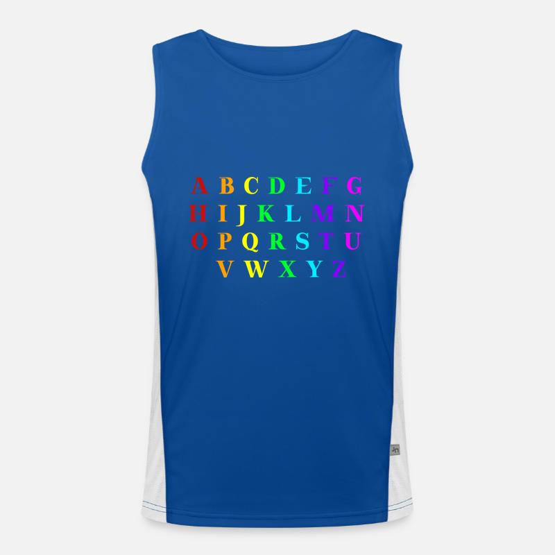 ABC Alphabet Gift Idea Rainbow Elementary School Men's Functional Contrast Tank Top 