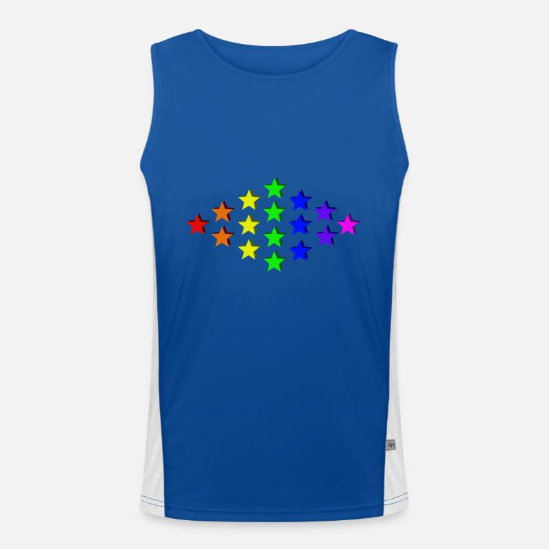 Sterne bunt Regenbogen Geschenkidee Funktionelles Kontrast-Tank Top für Männer 