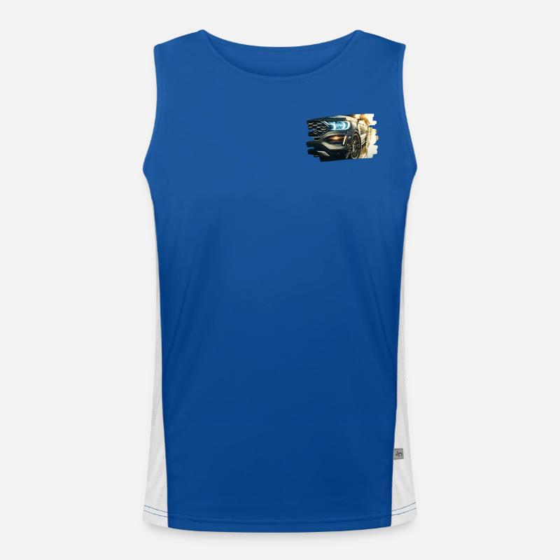 Modern luxury car in the rain reflection Men's Functional Contrast Tank Top 