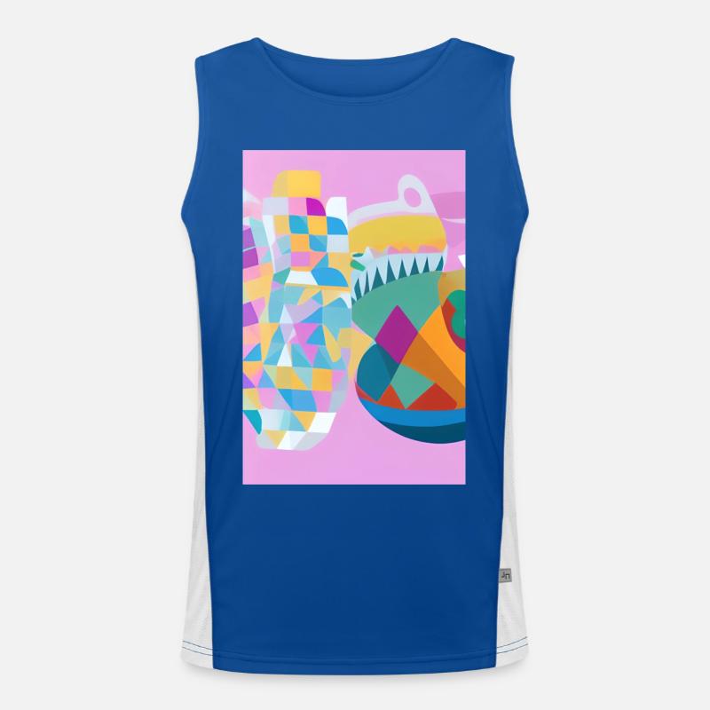 Shapes and patterns - Men's Functional Contrast Tank Top  - royal/white