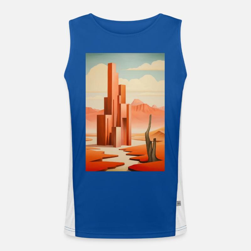 Illustration einer Wüstenlandschaft Funktionelles Kontrast-Tank Top für Männer 