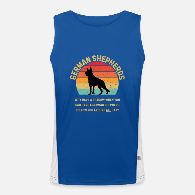 Deutscher Schäferhund Retro Sunset Funktionelles Kontrast-Tank Top für Männer 