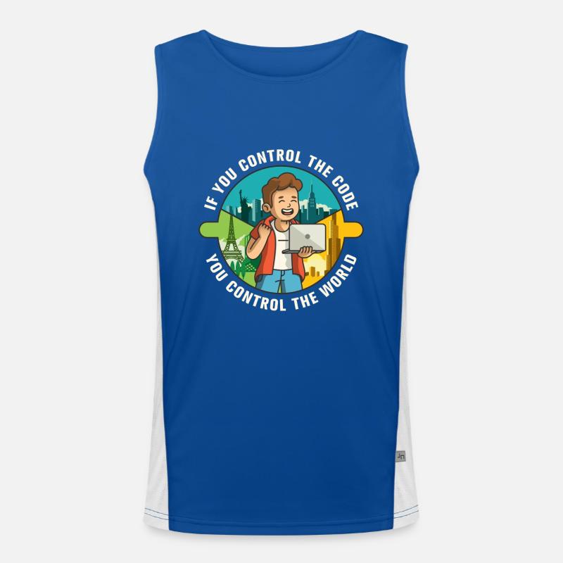 Wenn du den Code kontrollierst, kontrollierst du die Welt Funktionelles Kontrast-Tank Top für Männer 