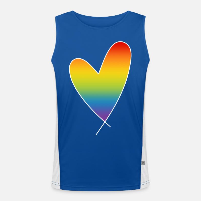 Regenbogen Herz Regenbogenfarben CSD Pride Month Funktionelles Kontrast-Tank Top für Männer 